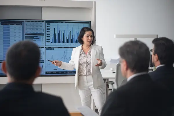 Mulher fazendo palestra